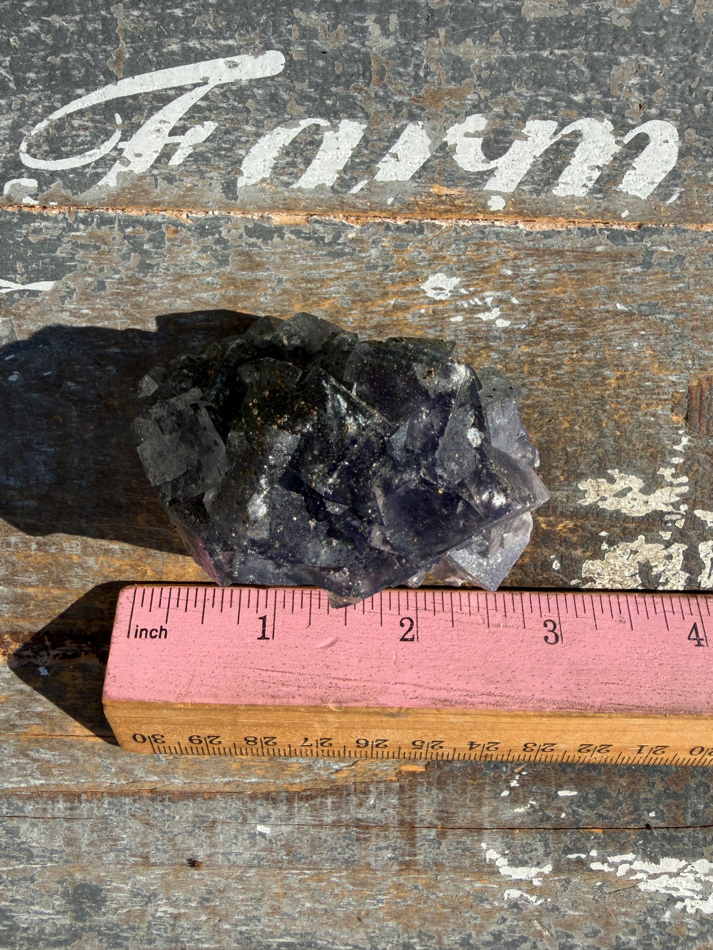 Gorgeous Cubic Dark Blue/Purple Fluorite Specimen coated in Pyrite | China | Opt 64