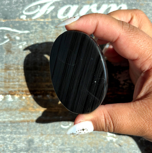 Gorgeous Midnight Lace Obsidian Palm Stone from Armenia |