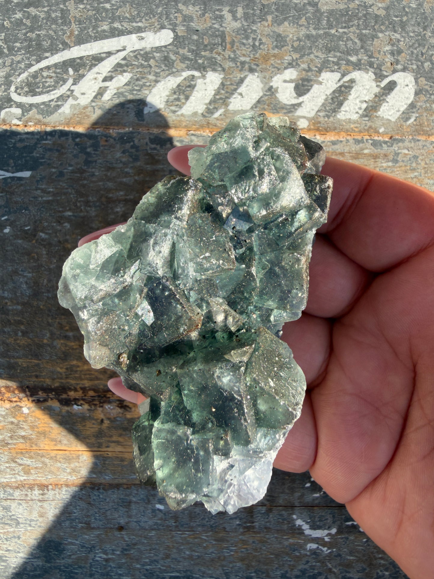 Gorgeous Cubic Dark Blue/Purple Fluorite Specimen coated in Pyrite | China | Opt 68
