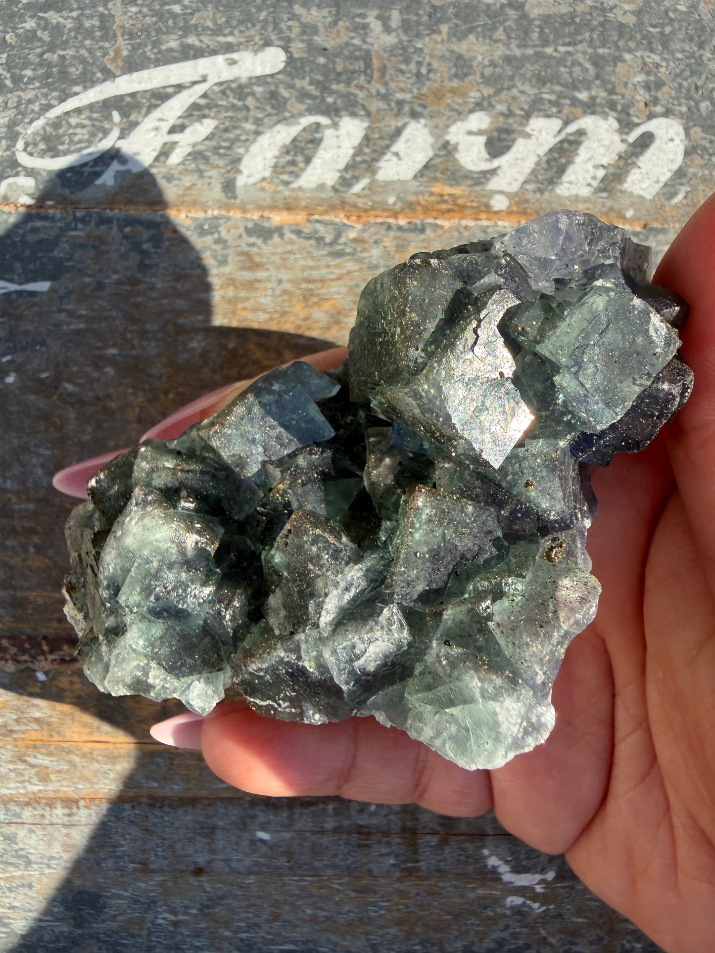 Gorgeous Cubic Dark Blue/Purple Fluorite Specimen coated in Pyrite | China | Opt 68