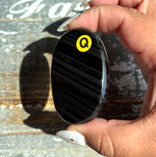 Gorgeous Midnight Lace Obsidian Palm Stone from Armenia | Q