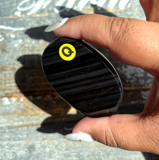 Gorgeous Midnight Lace Obsidian Palm Stone from Armenia | Q