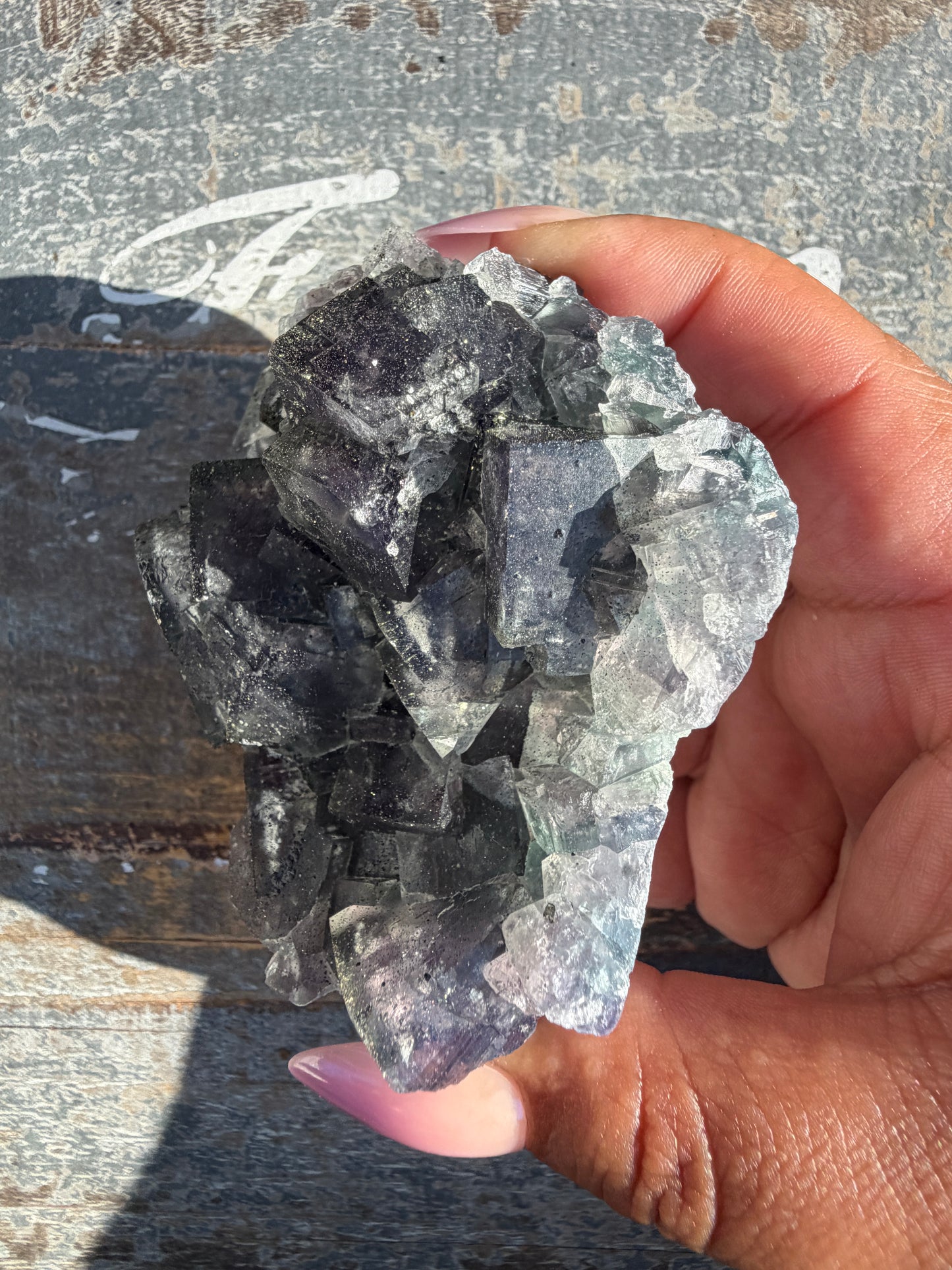Gorgeous Cubic Dark Blue/Purple Fluorite Specimen coated in Pyrite | China | Opt 59
