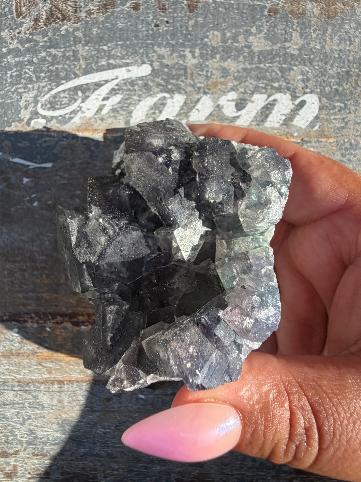Gorgeous Cubic Dark Blue/Purple Fluorite Specimen coated in Pyrite | China | Opt 59