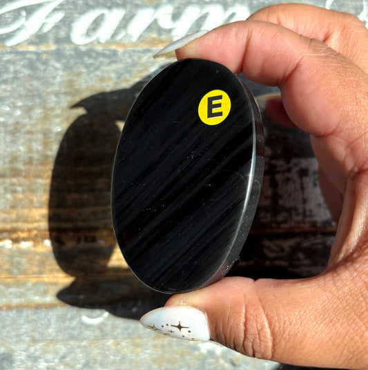 Gorgeous Midnight Lace Obsidian Palm Stone from Armenia | E