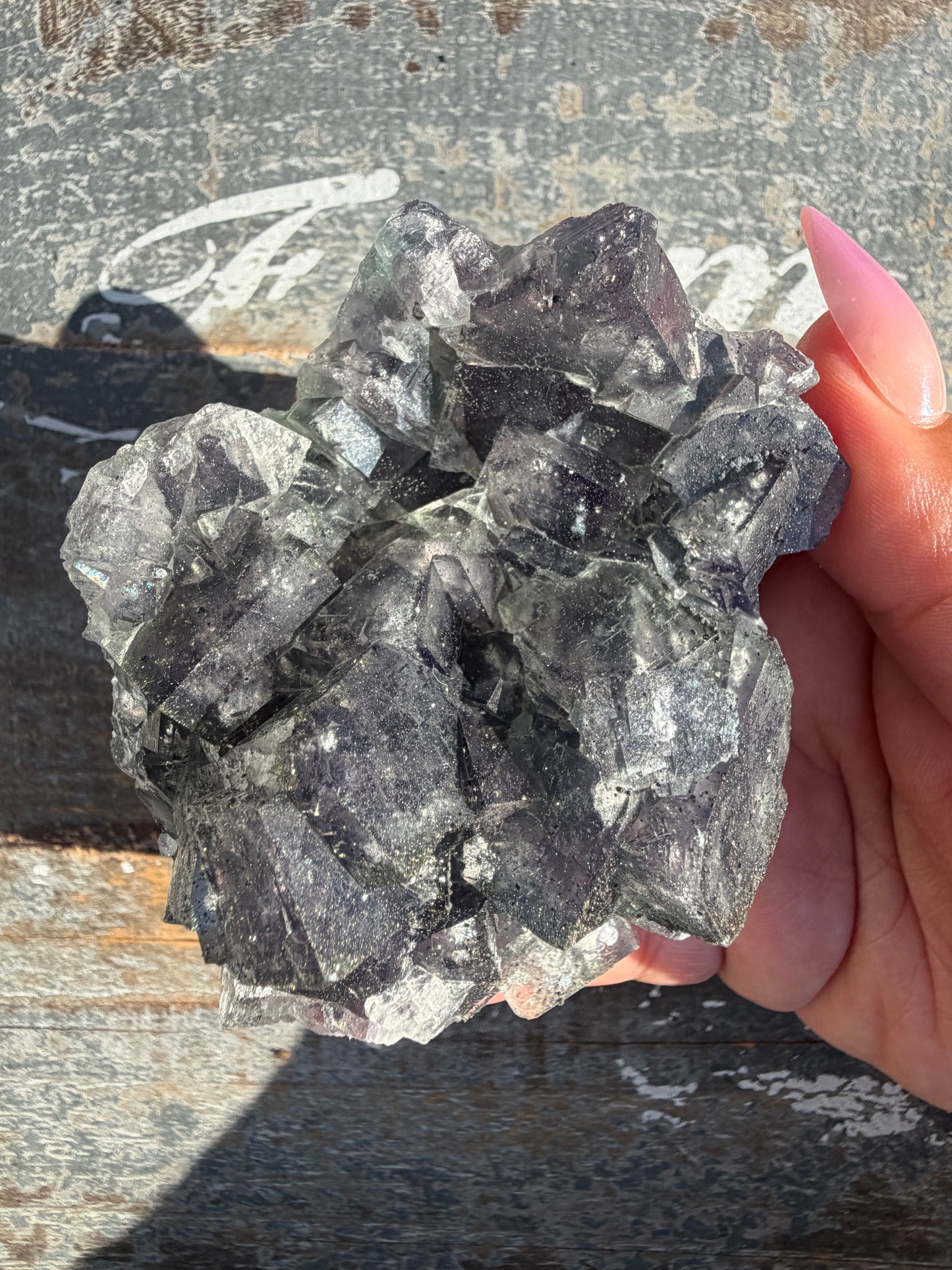 Gorgeous Cubic Dark Blue/Purple Fluorite Specimen coated in Pyrite | China | Opt 59