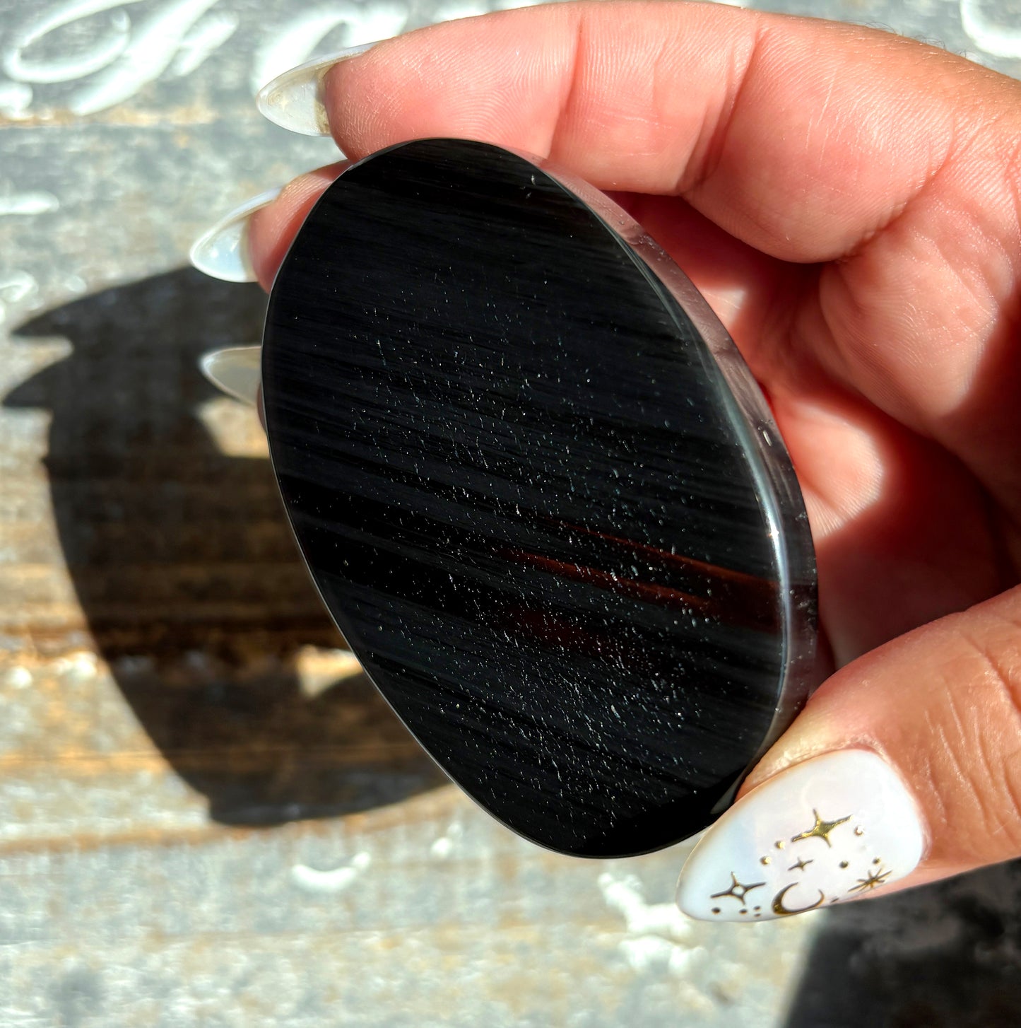 Gorgeous Midnight Lace Obsidian Palm Stone from Armenia | E