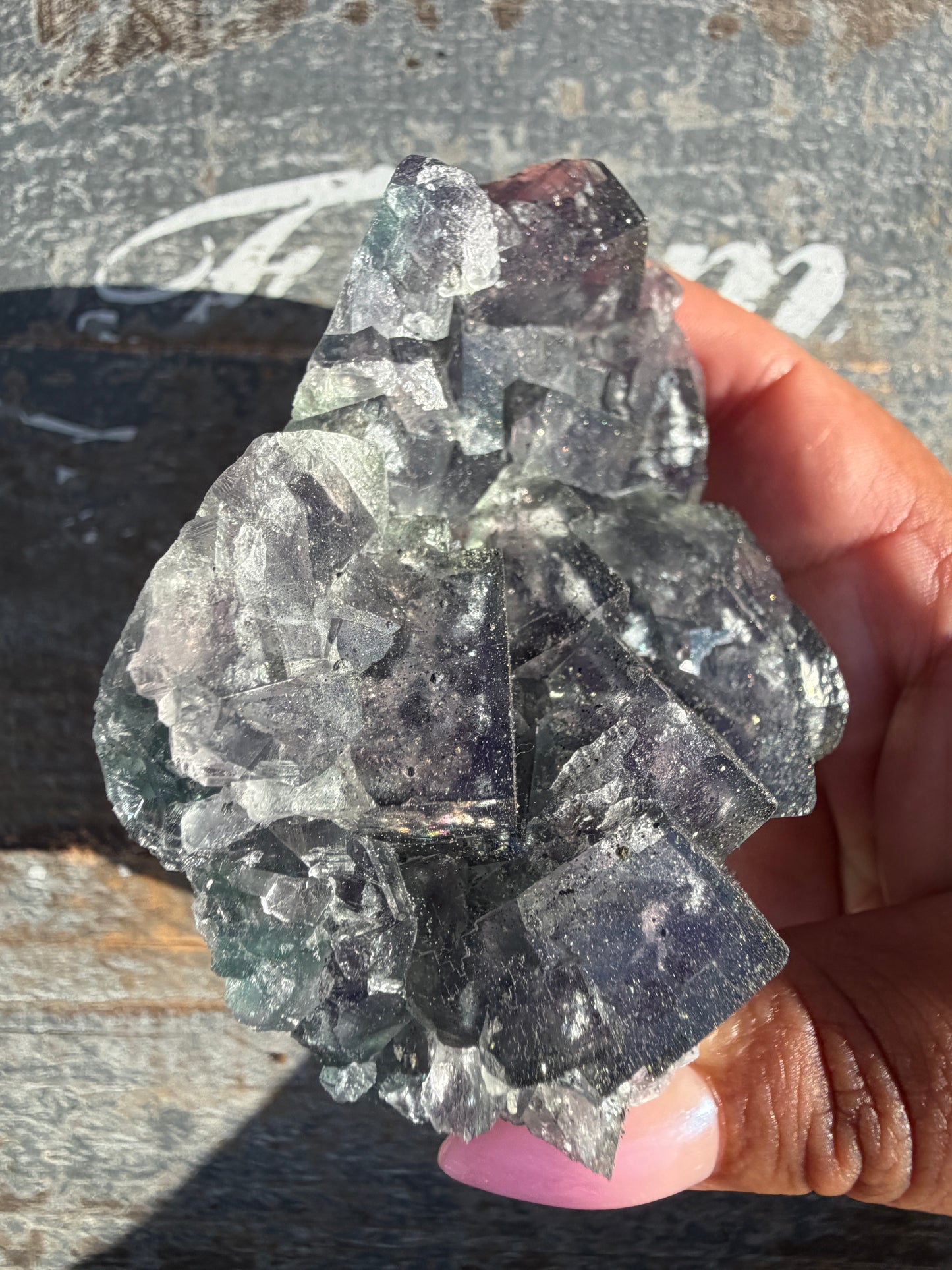 Gorgeous Cubic Dark Blue/Purple Fluorite Specimen coated in Pyrite | China | Opt 59