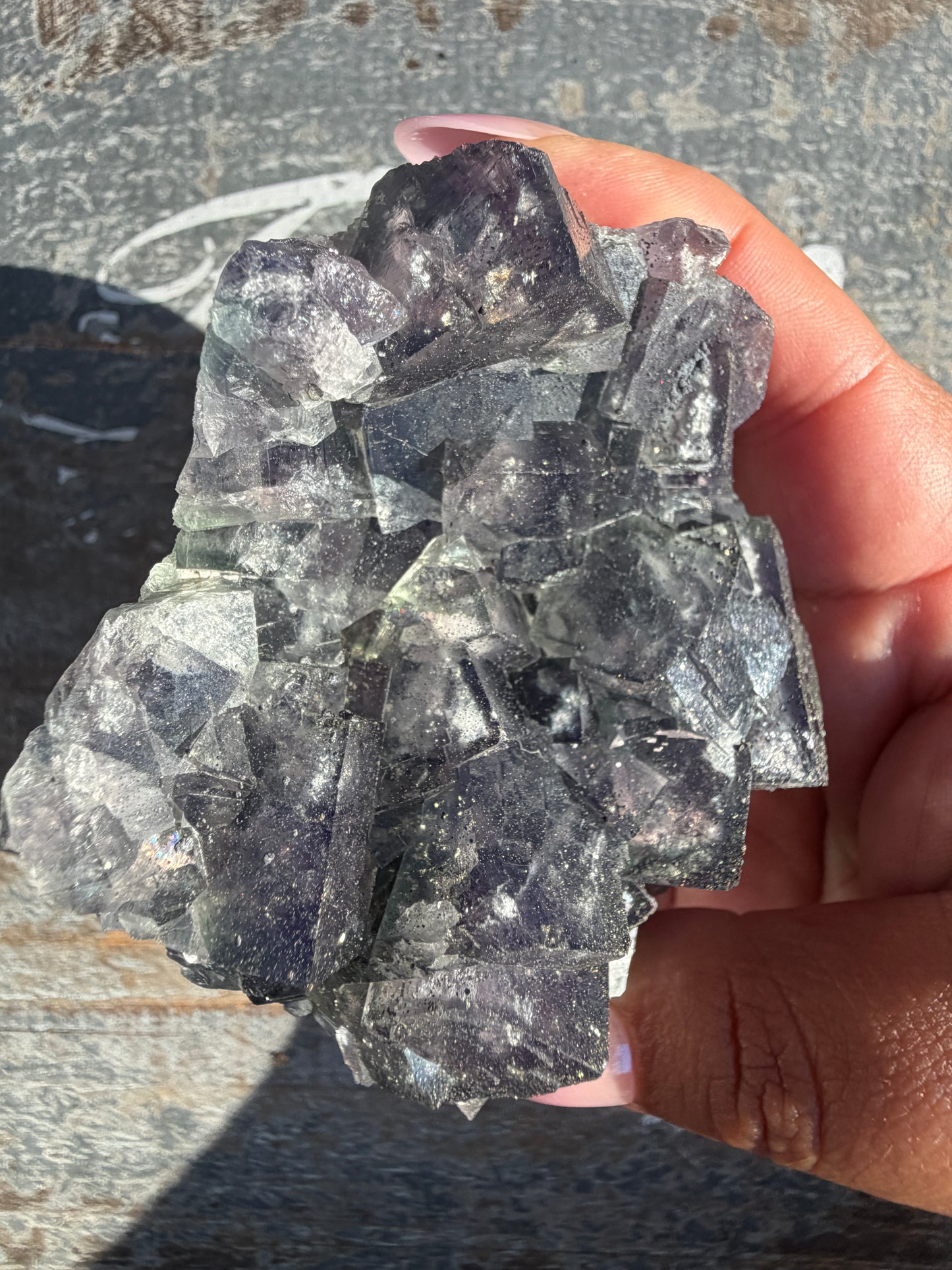 Gorgeous Cubic Dark Blue/Purple Fluorite Specimen coated in Pyrite | China | Opt 59