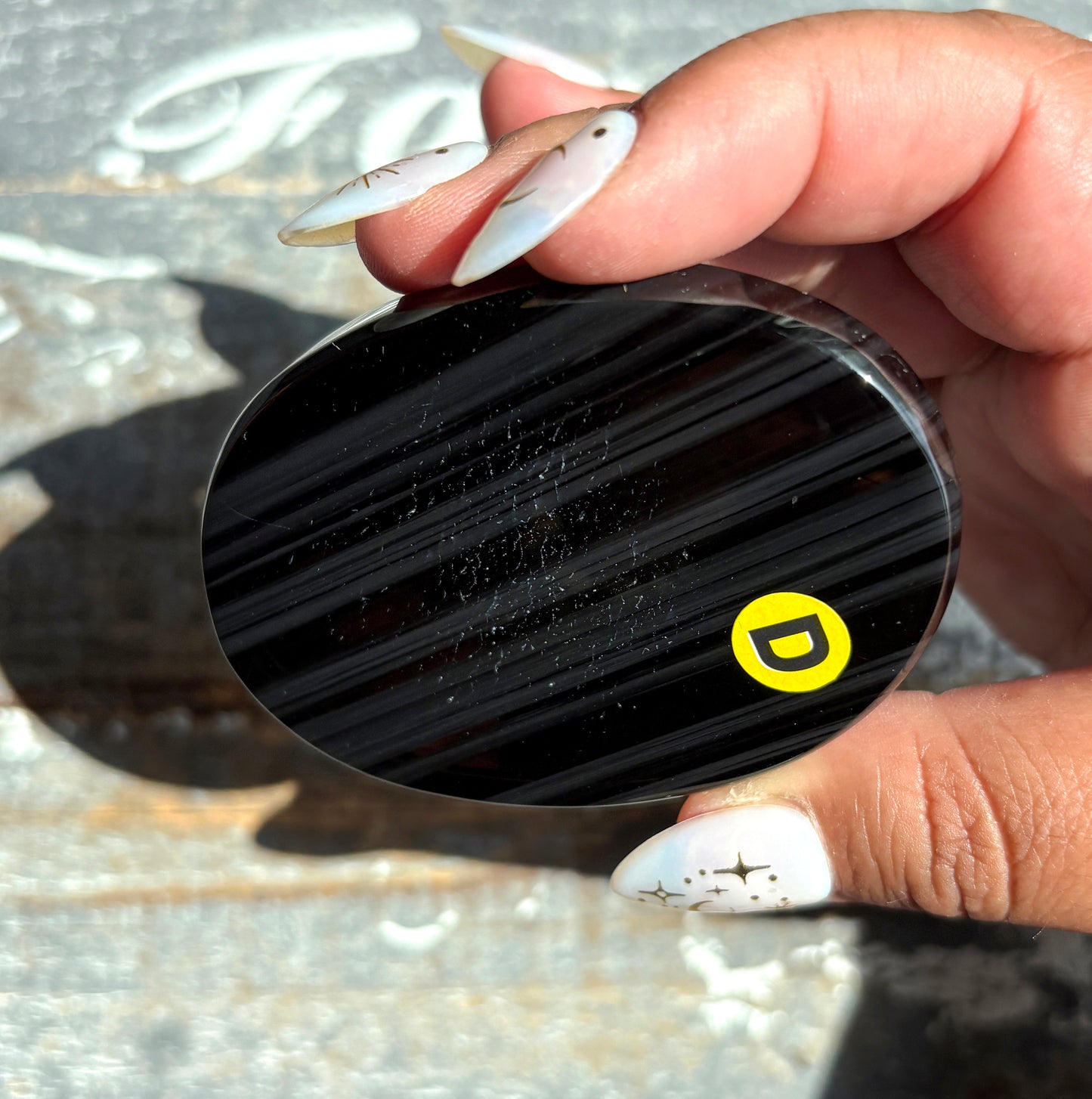Gorgeous Midnight Lace Obsidian Palm Stone from Armenia | D