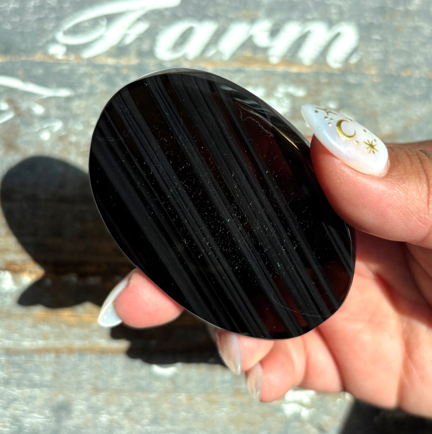 Gorgeous Midnight Lace Obsidian Palm Stone from Armenia | D