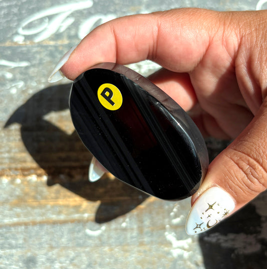 Gorgeous Midnight Lace Obsidian Palm Stone from Armenia | P