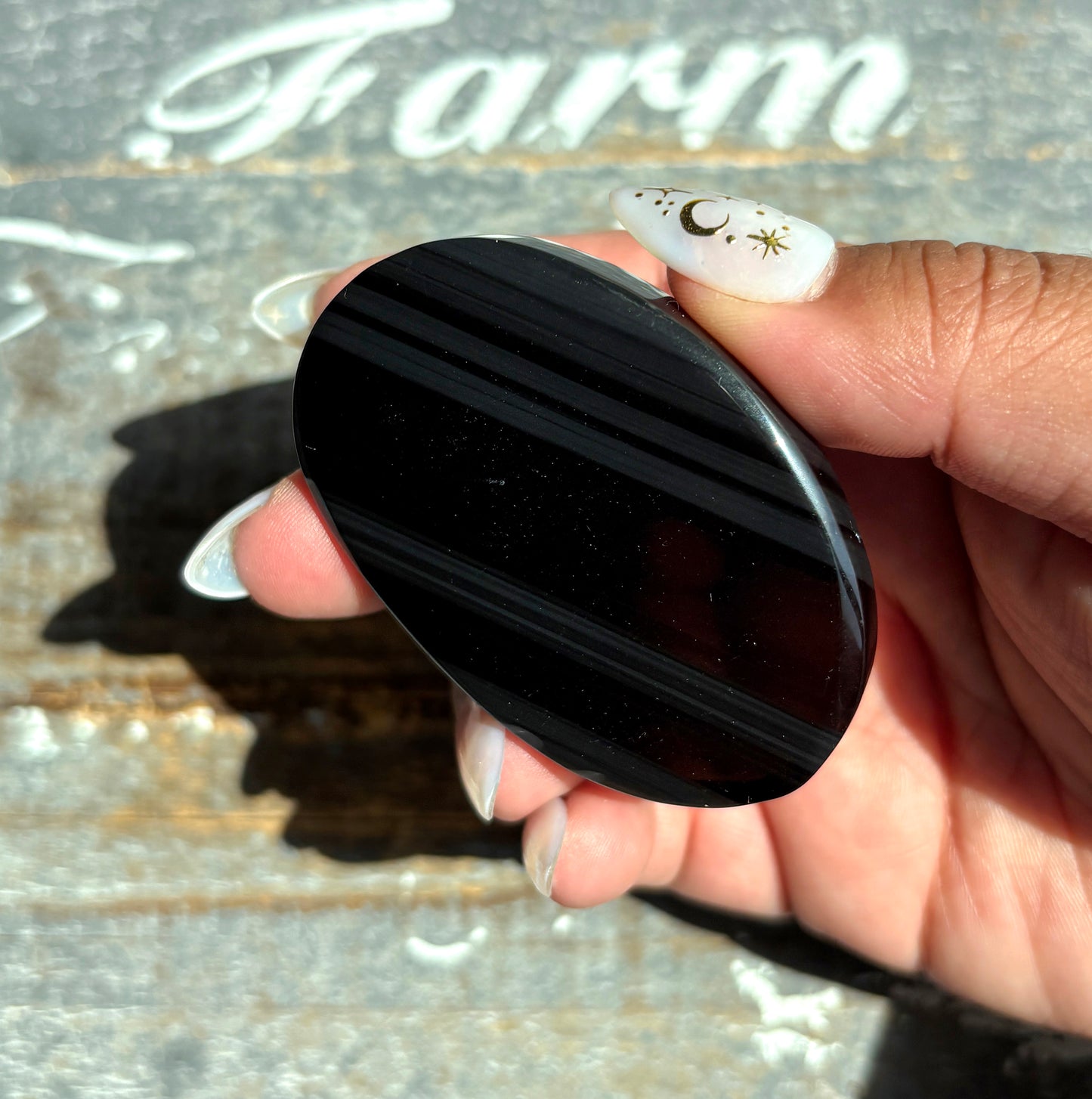 Gorgeous Midnight Lace Obsidian Palm Stone from Armenia | P