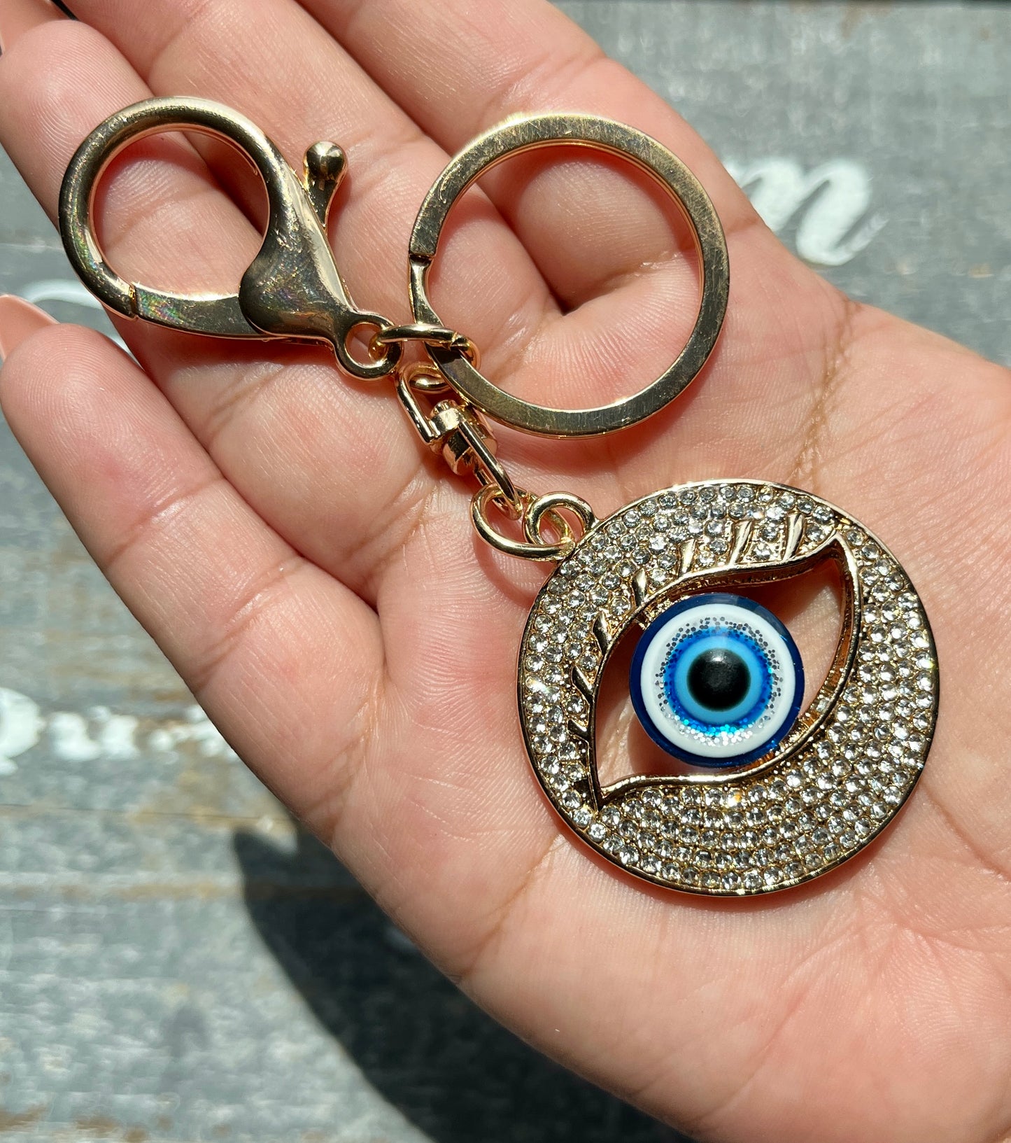 Bling Evil Eye Clip Keychain