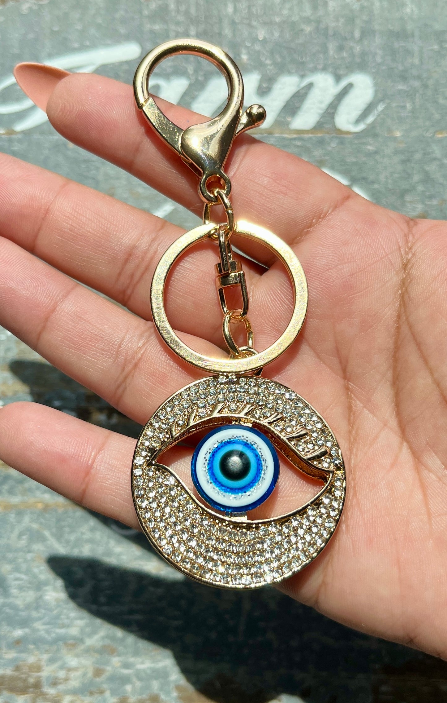 Bling Evil Eye Clip Keychain