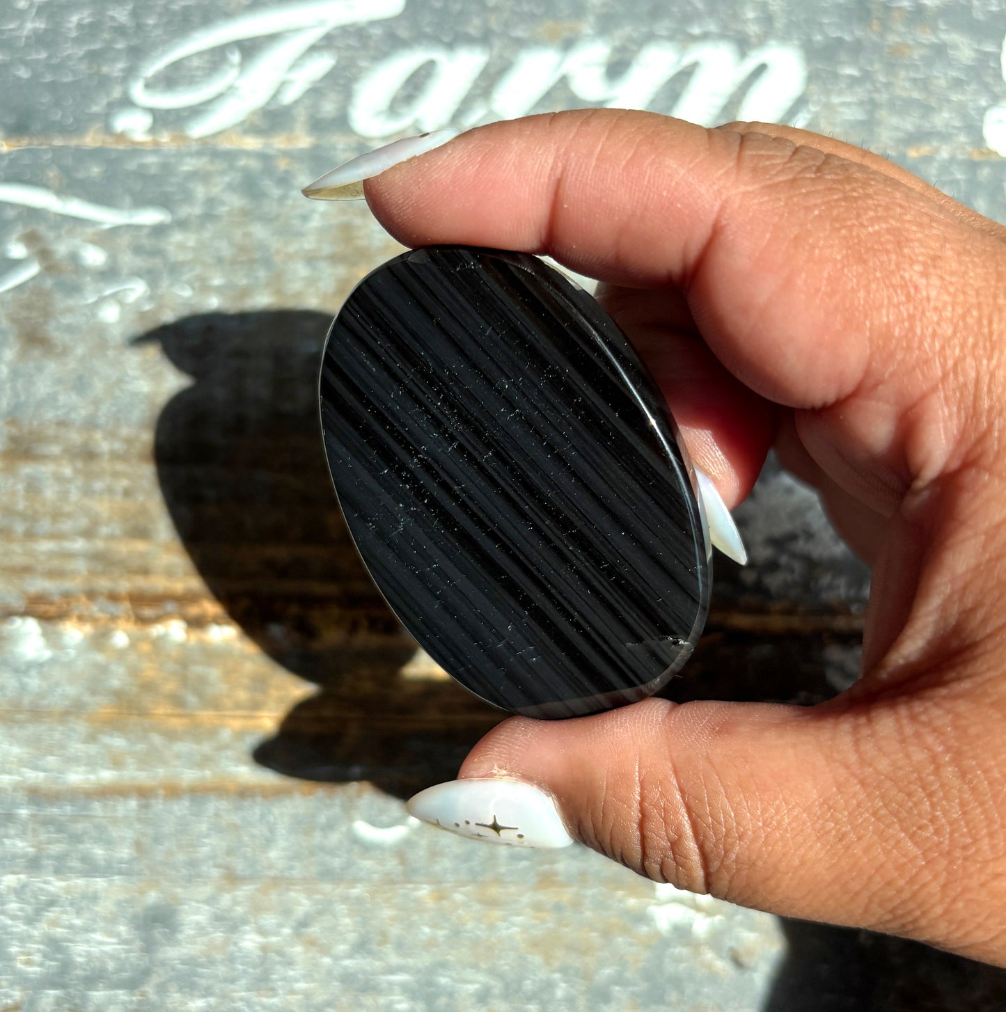 Gorgeous Midnight Lace Obsidian Palm Stone from Armenia | O
