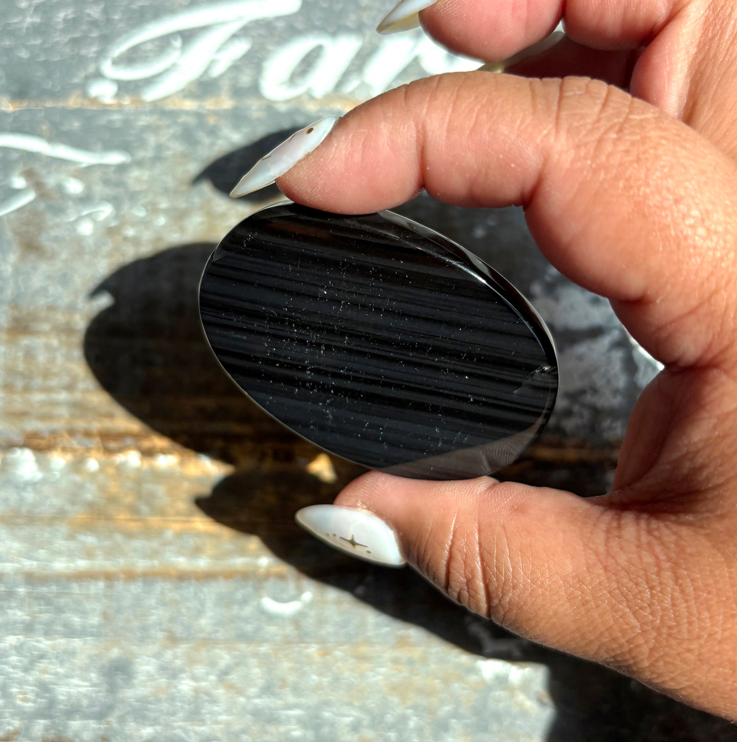 Gorgeous Midnight Lace Obsidian Palm Stone from Armenia | O