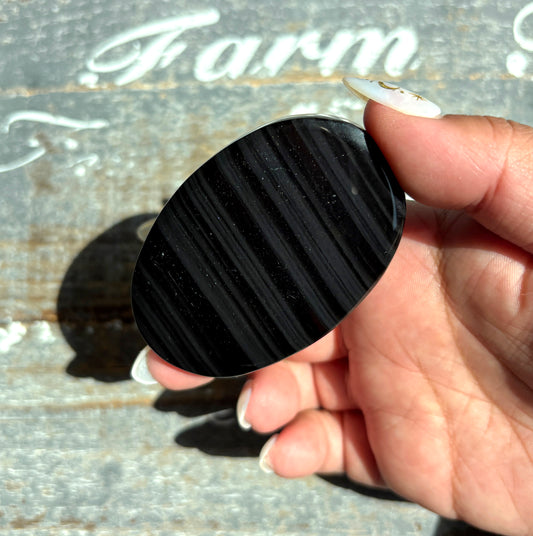 Gorgeous Midnight Lace Obsidian Palm Stone from Armenia | R