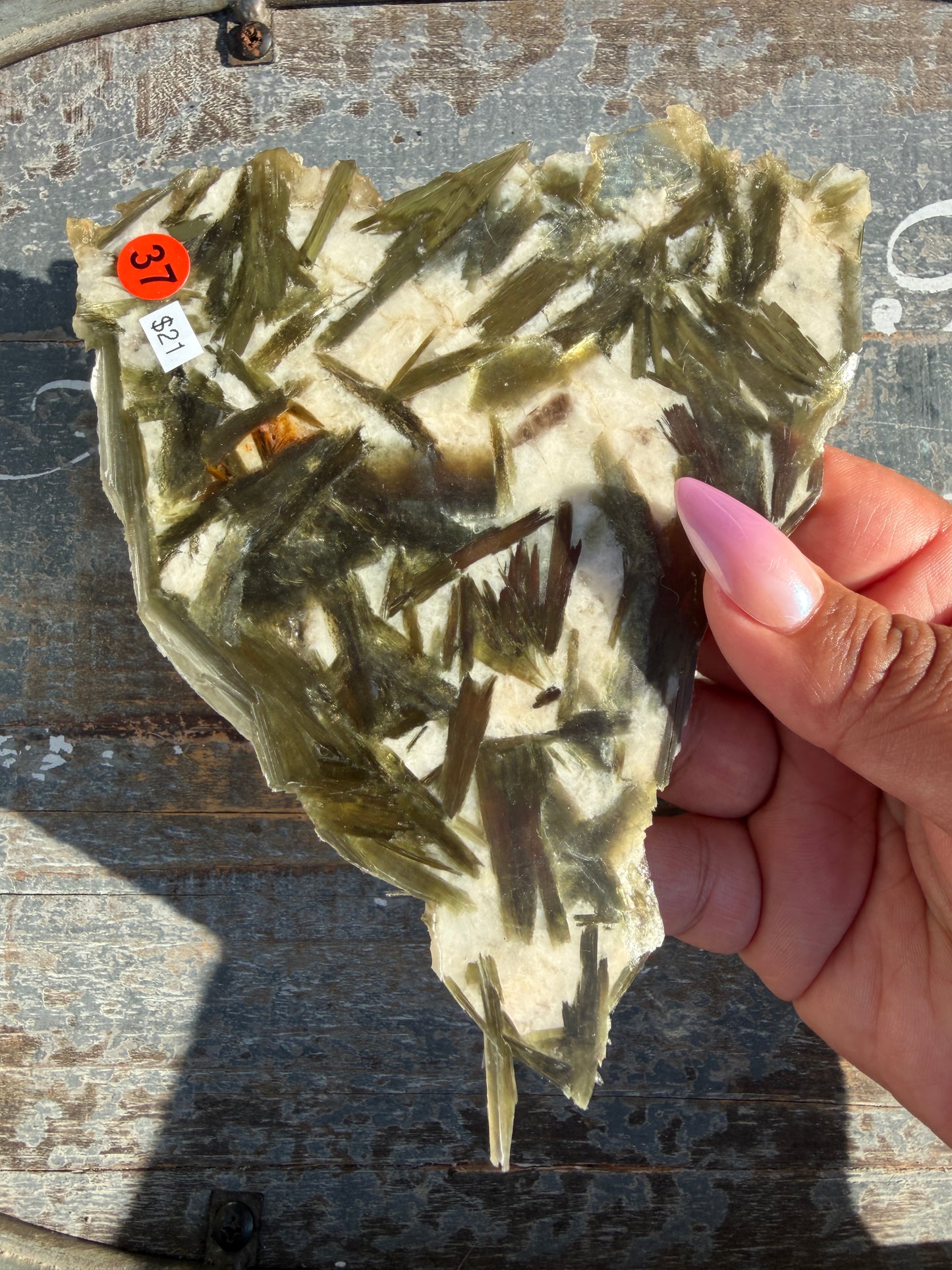Gorgeous Green Tourmaline with Lepidolite Garnet Slab | Opt 37