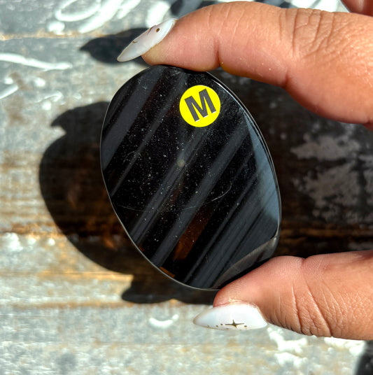 Gorgeous Midnight Lace Obsidian Palm Stone from Armenia | M