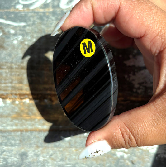 Gorgeous Midnight Lace Obsidian Palm Stone from Armenia | M
