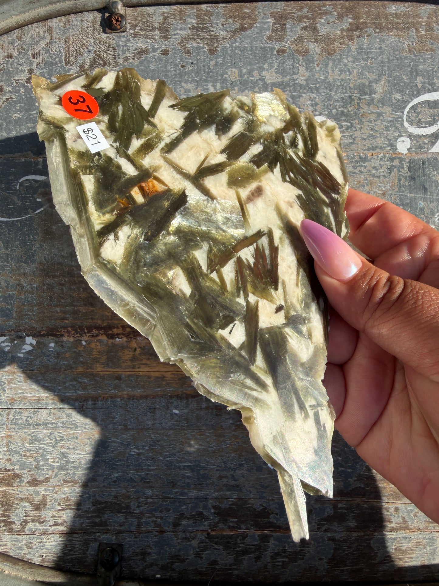 Gorgeous Green Tourmaline with Lepidolite Garnet Slab | Opt 37