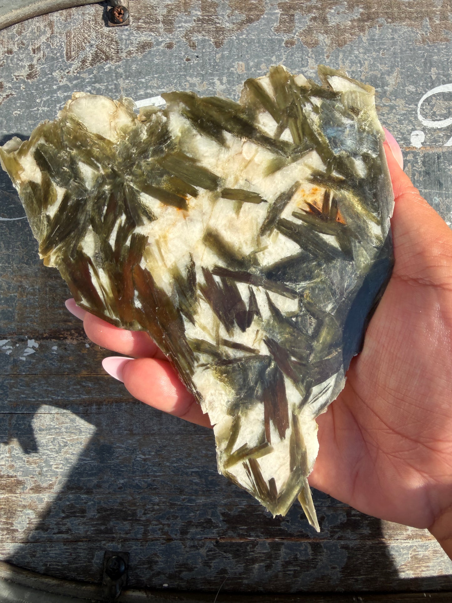Gorgeous Green Tourmaline with Lepidolite Garnet Slab | Opt 37