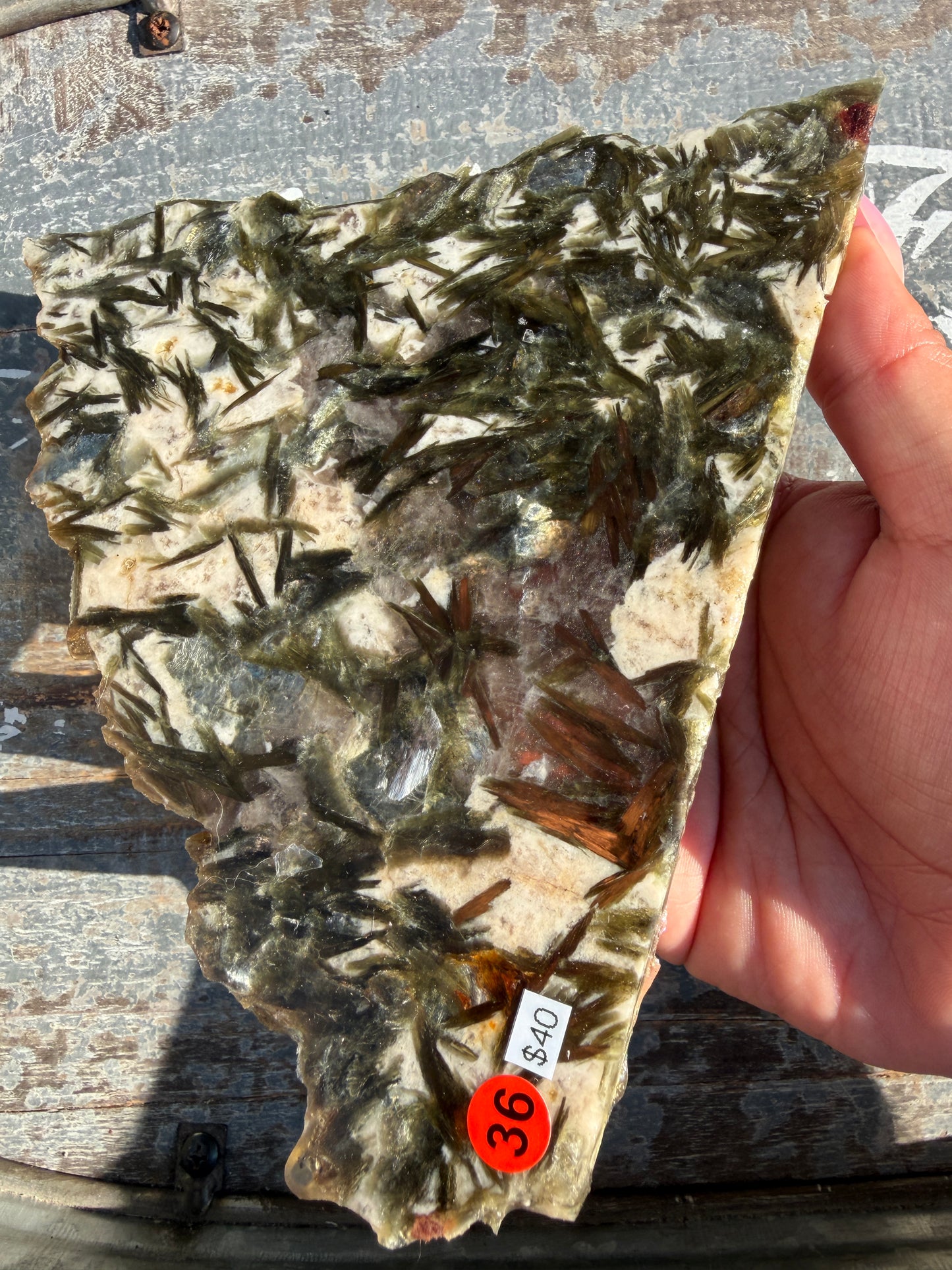 Gorgeous Green Tourmaline with Lepidolite Garnet Slab | Opt 36