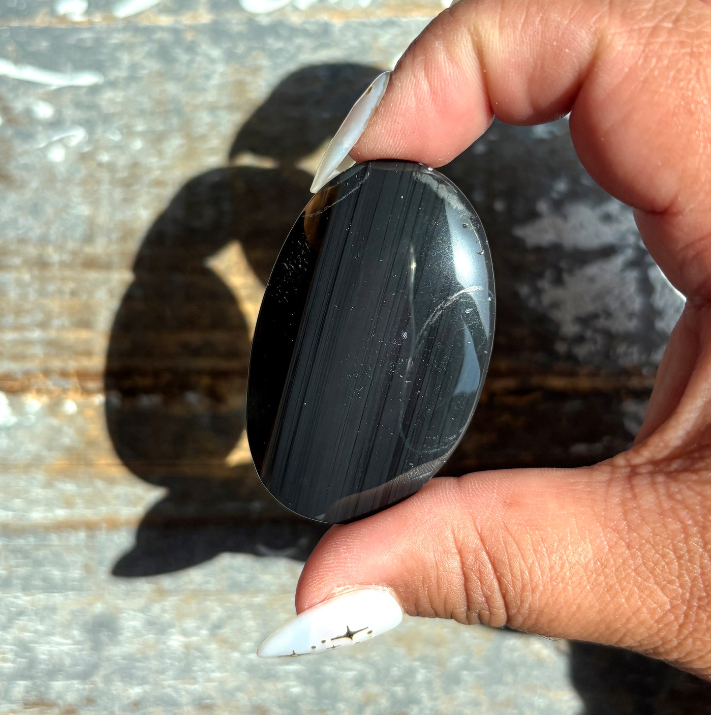 Gorgeous Midnight Lace Obsidian Palm Stone from Armenia | W