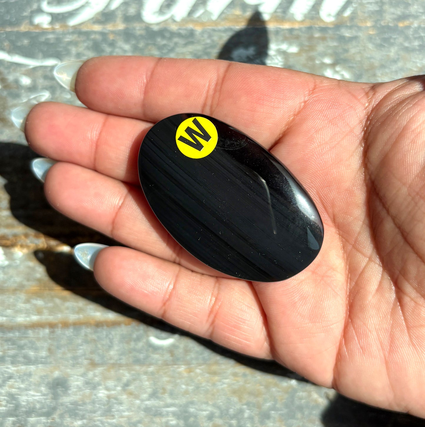 Gorgeous Midnight Lace Obsidian Palm Stone from Armenia | W