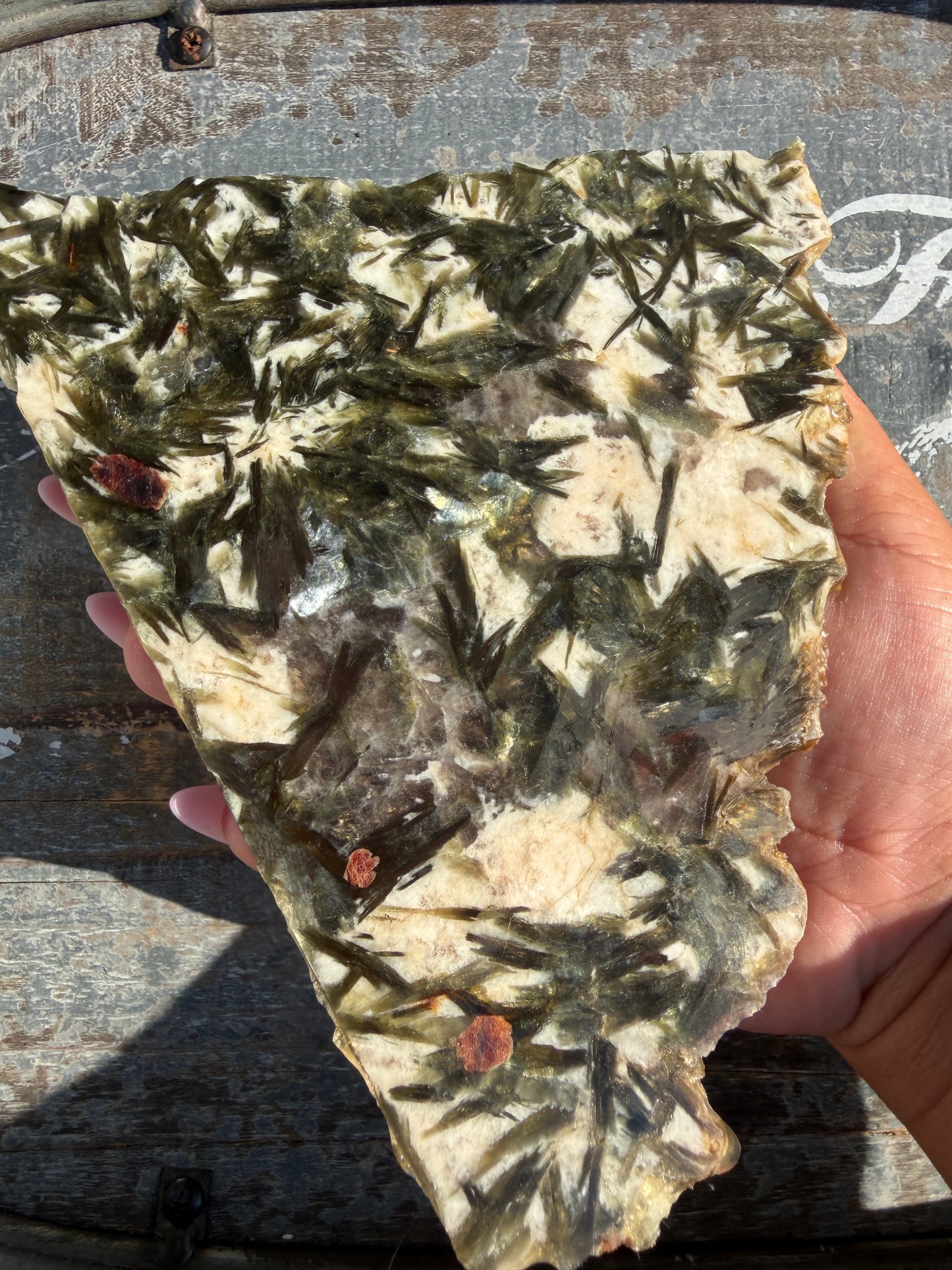 Gorgeous Green Tourmaline with Lepidolite Garnet Slab | Opt 36