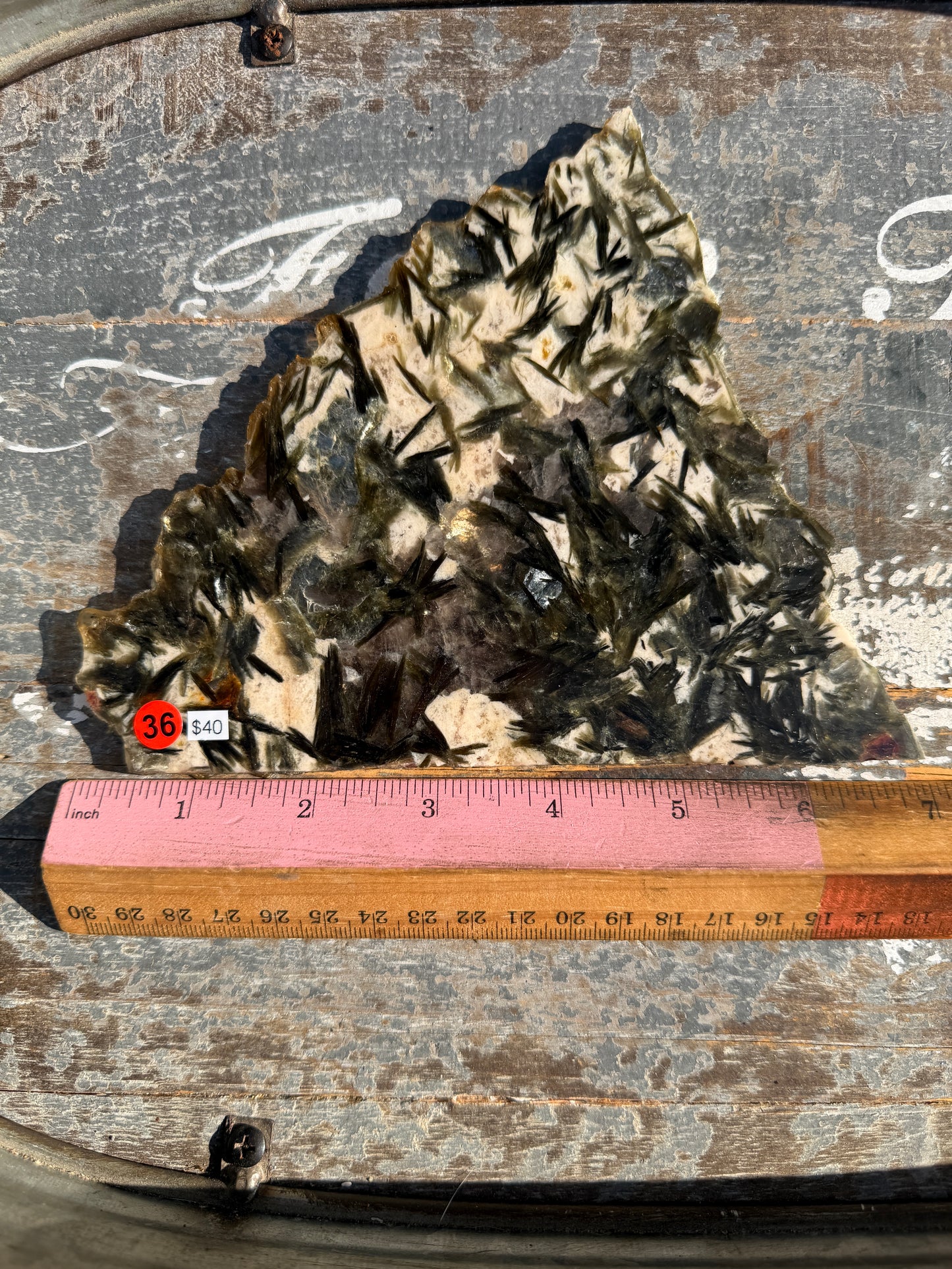 Gorgeous Green Tourmaline with Lepidolite Garnet Slab | Opt 36