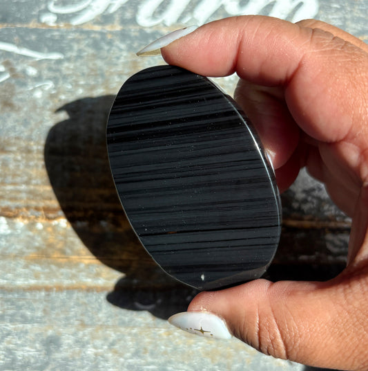 Gorgeous Midnight Lace Obsidian Palm Stone from Armenia | I