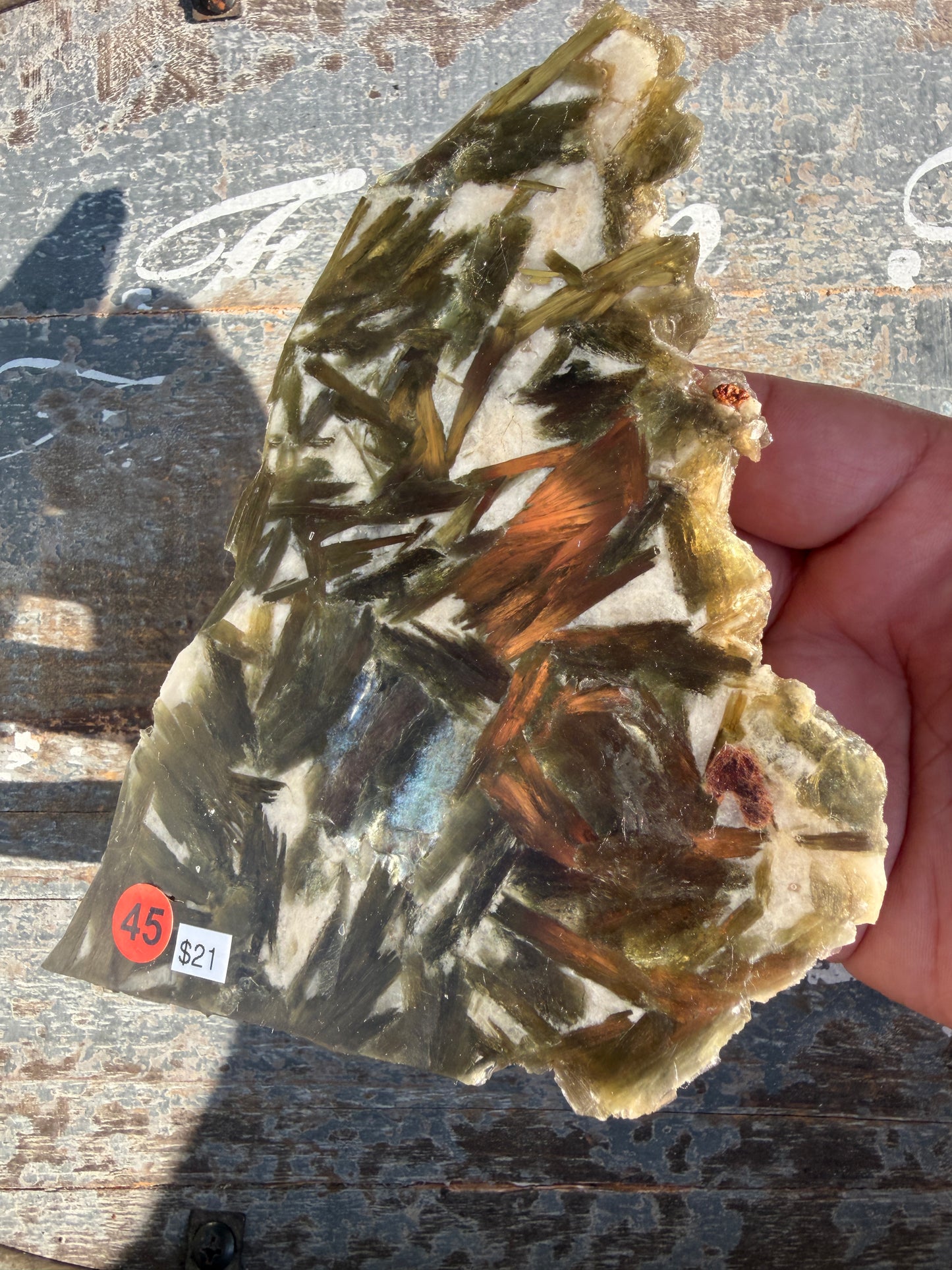 Gorgeous Green Tourmaline with Lepidolite Garnet Slab | Opt 45