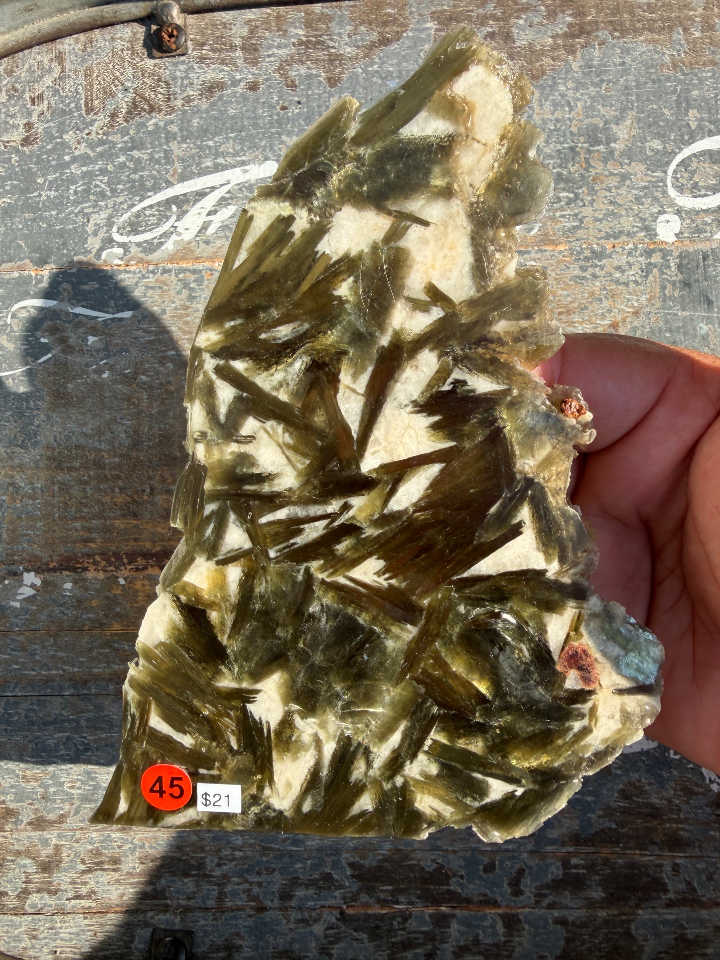 Gorgeous Green Tourmaline with Lepidolite Garnet Slab | Opt 45