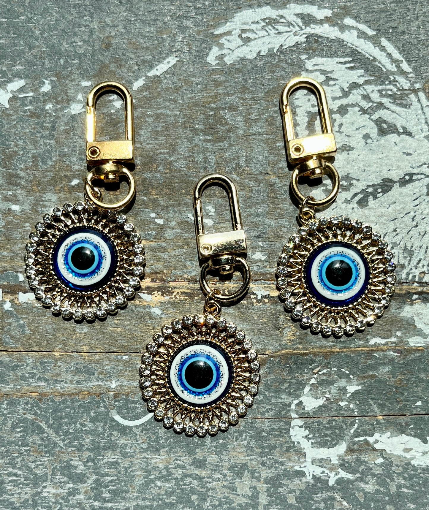 Evil Eye Circle Shape Clip Keychain