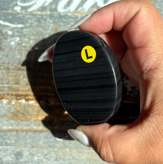 Gorgeous Midnight Lace Obsidian Palm Stone from Armenia | L