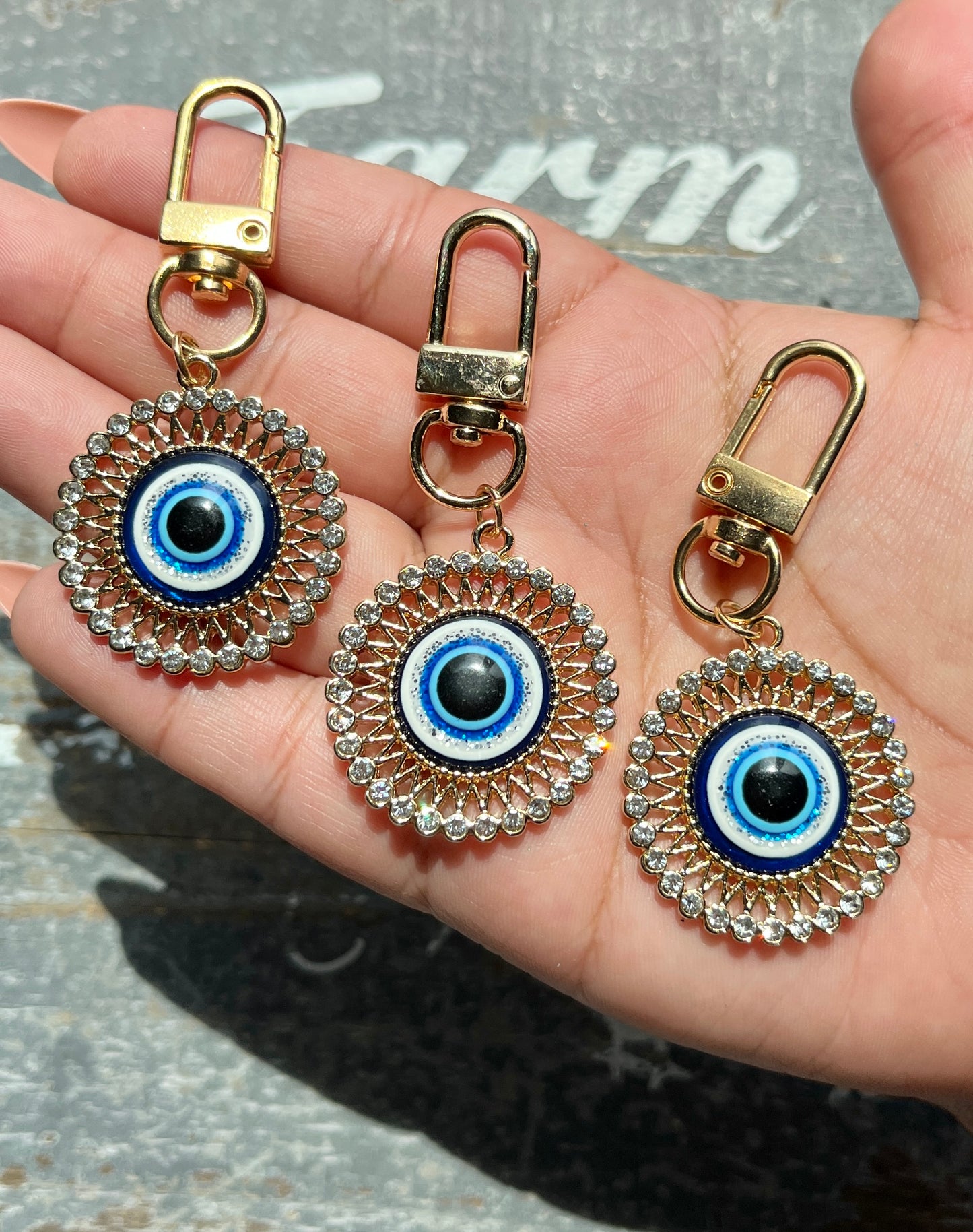 Evil Eye Circle Shape Clip Keychain