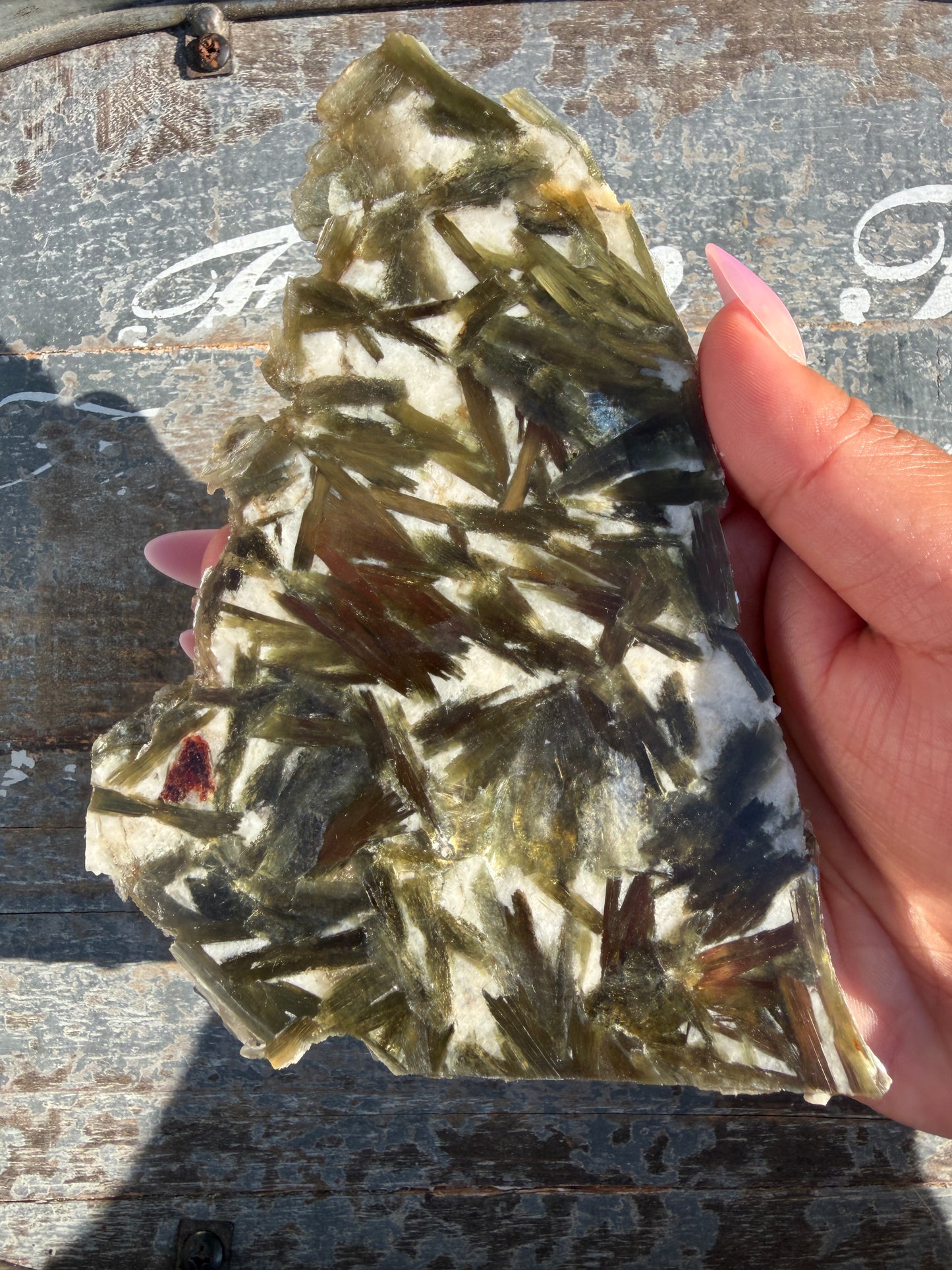 Gorgeous Green Tourmaline with Lepidolite Garnet Slab | Opt 45