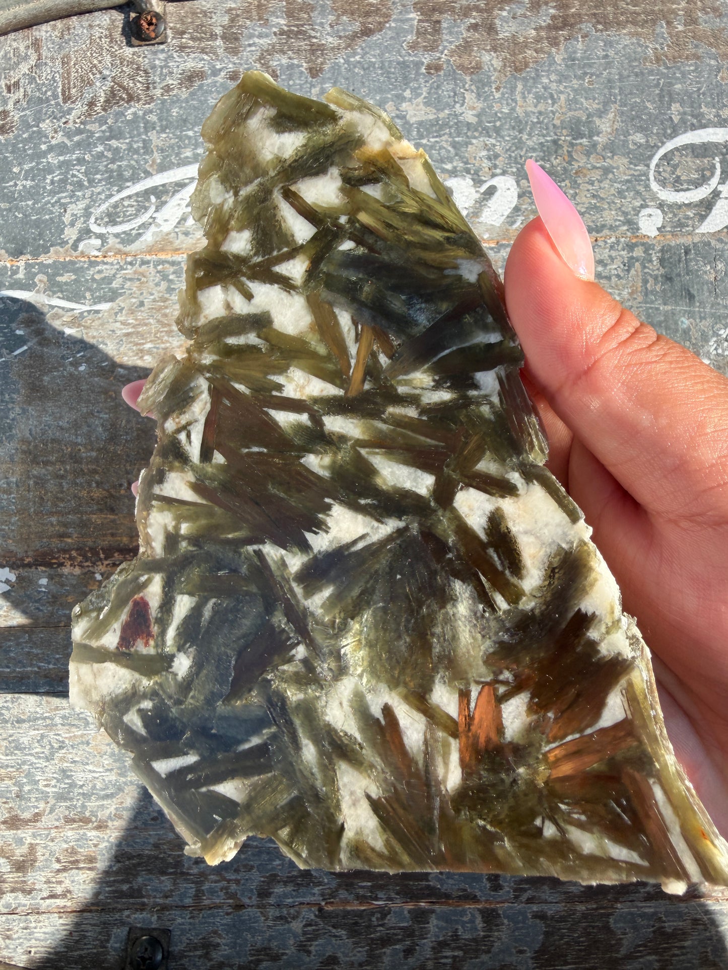 Gorgeous Green Tourmaline with Lepidolite Garnet Slab | Opt 45