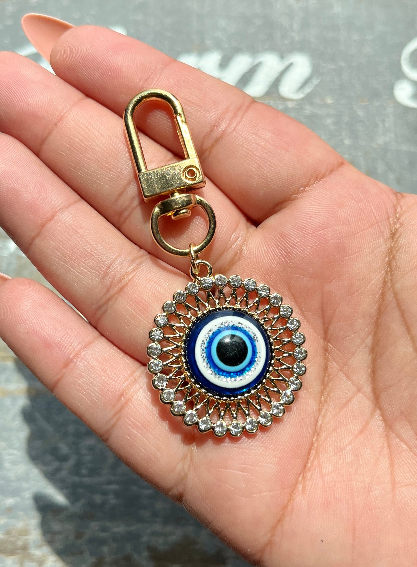 Evil Eye Circle Shape Clip Keychain