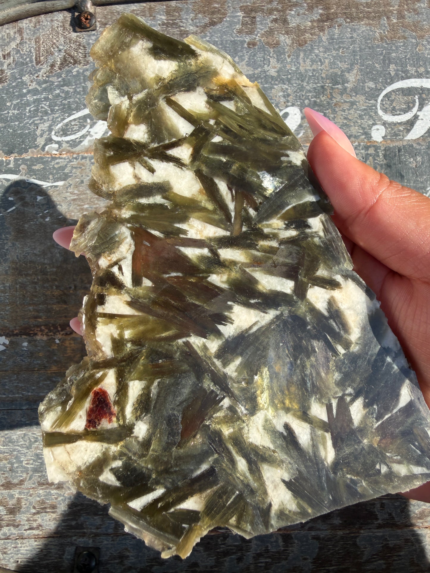 Gorgeous Green Tourmaline with Lepidolite Garnet Slab | Opt 45