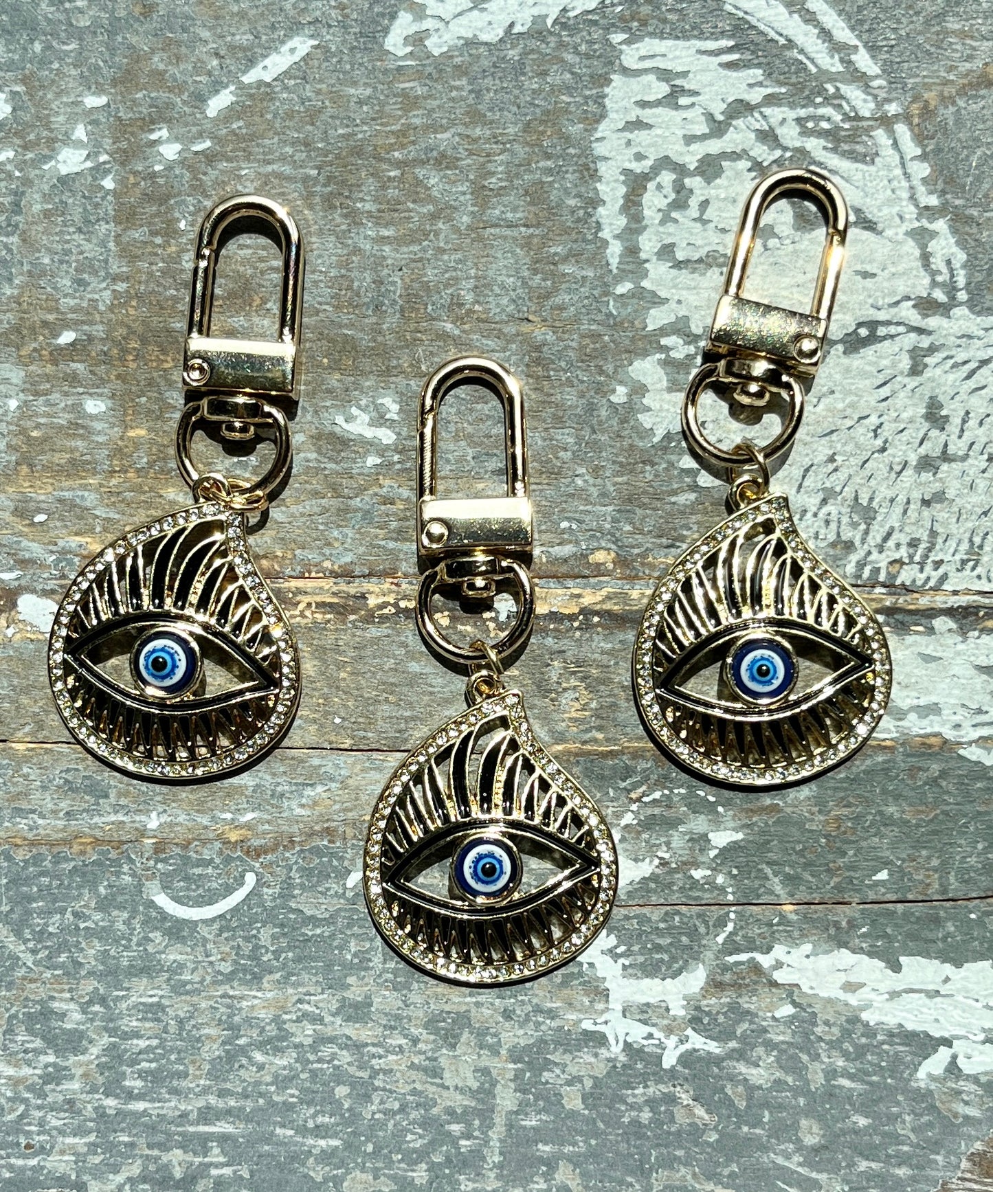 Evil Eye Tear Drop Clip Keychain