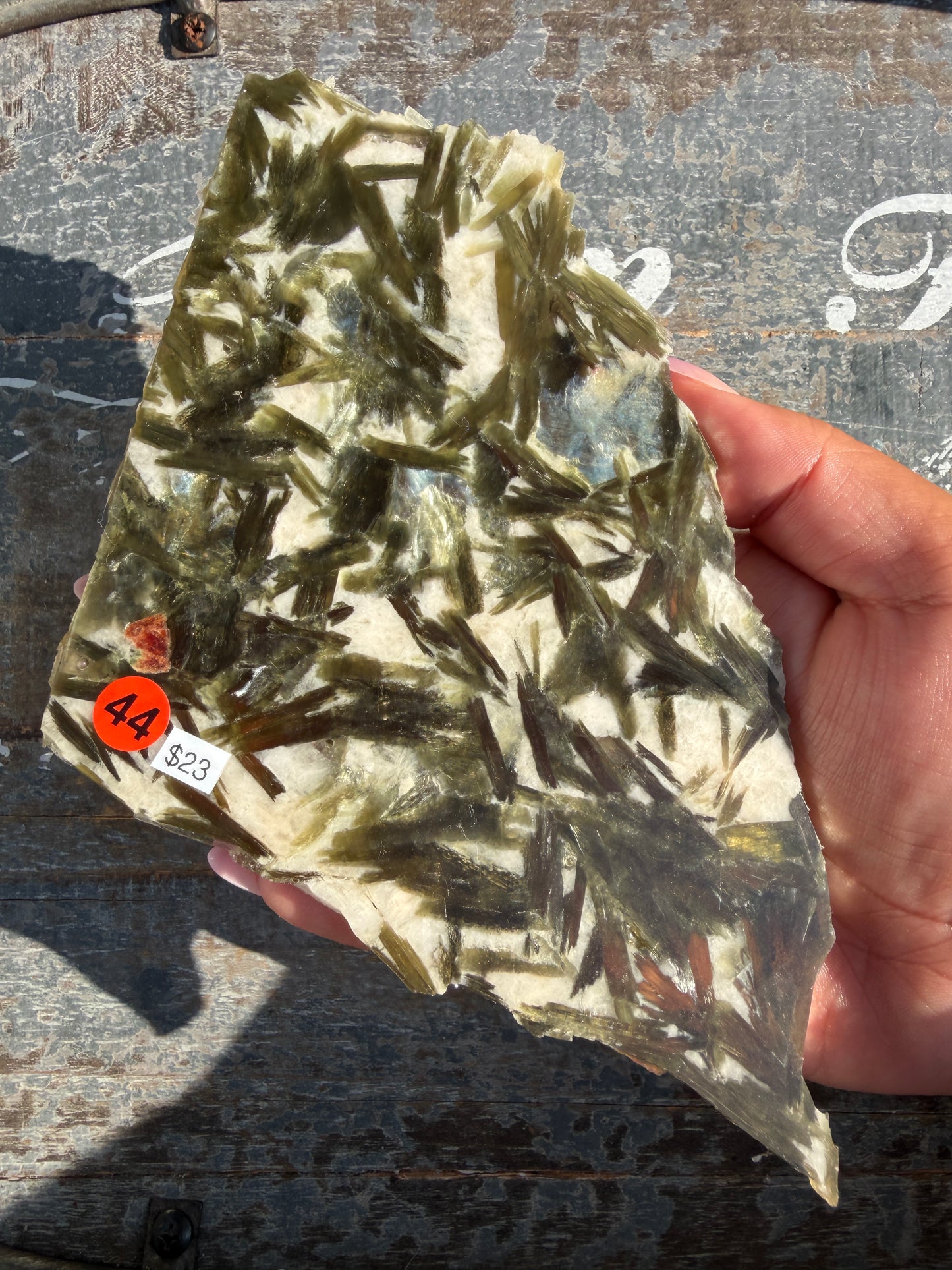 Gorgeous Green Tourmaline with Lepidolite Garnet Slab | Opt 44