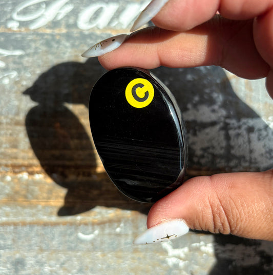 Gorgeous Midnight Lace Obsidian Palm Stone from Armenia | C