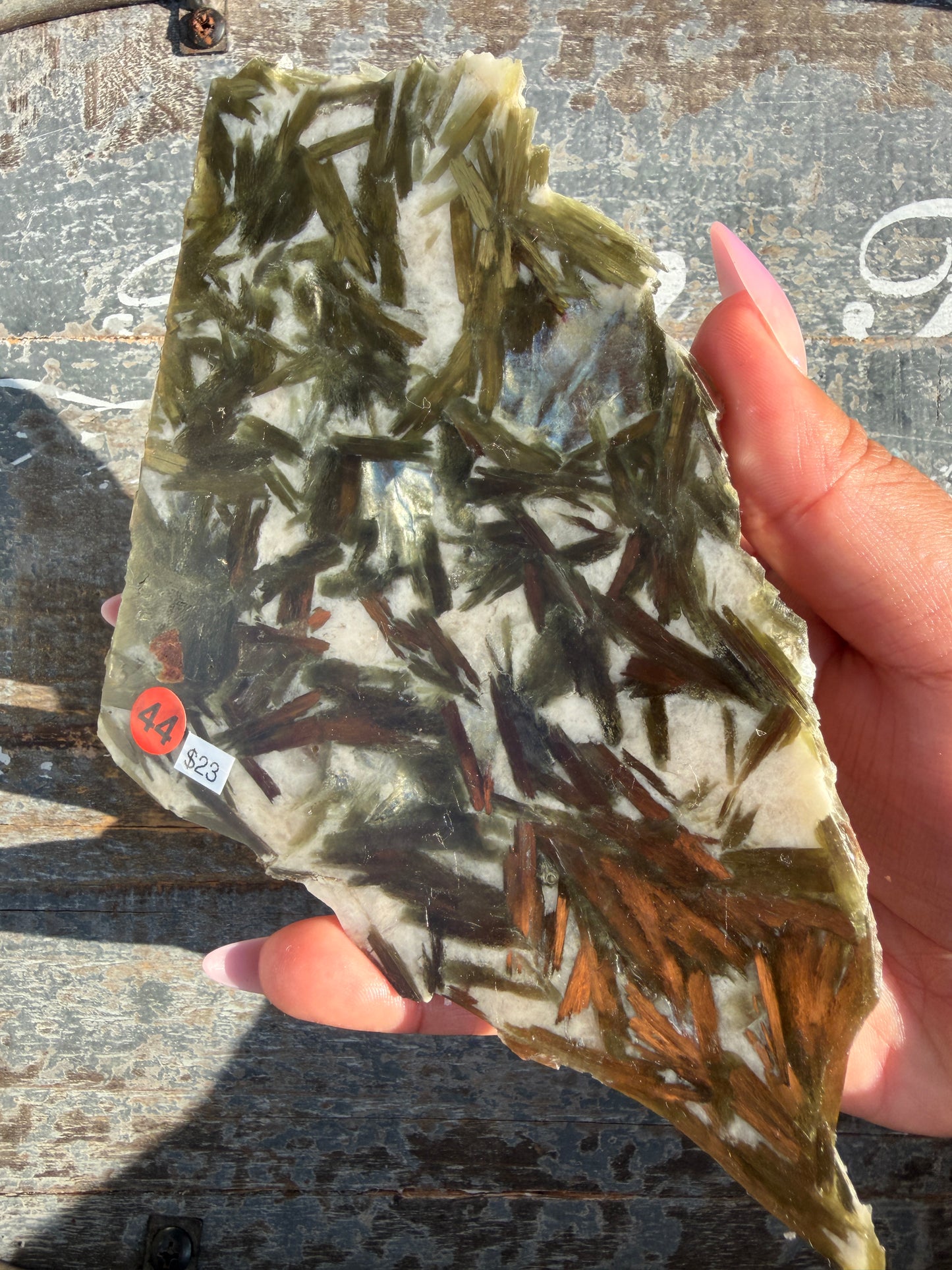 Gorgeous Green Tourmaline with Lepidolite Garnet Slab | Opt 44