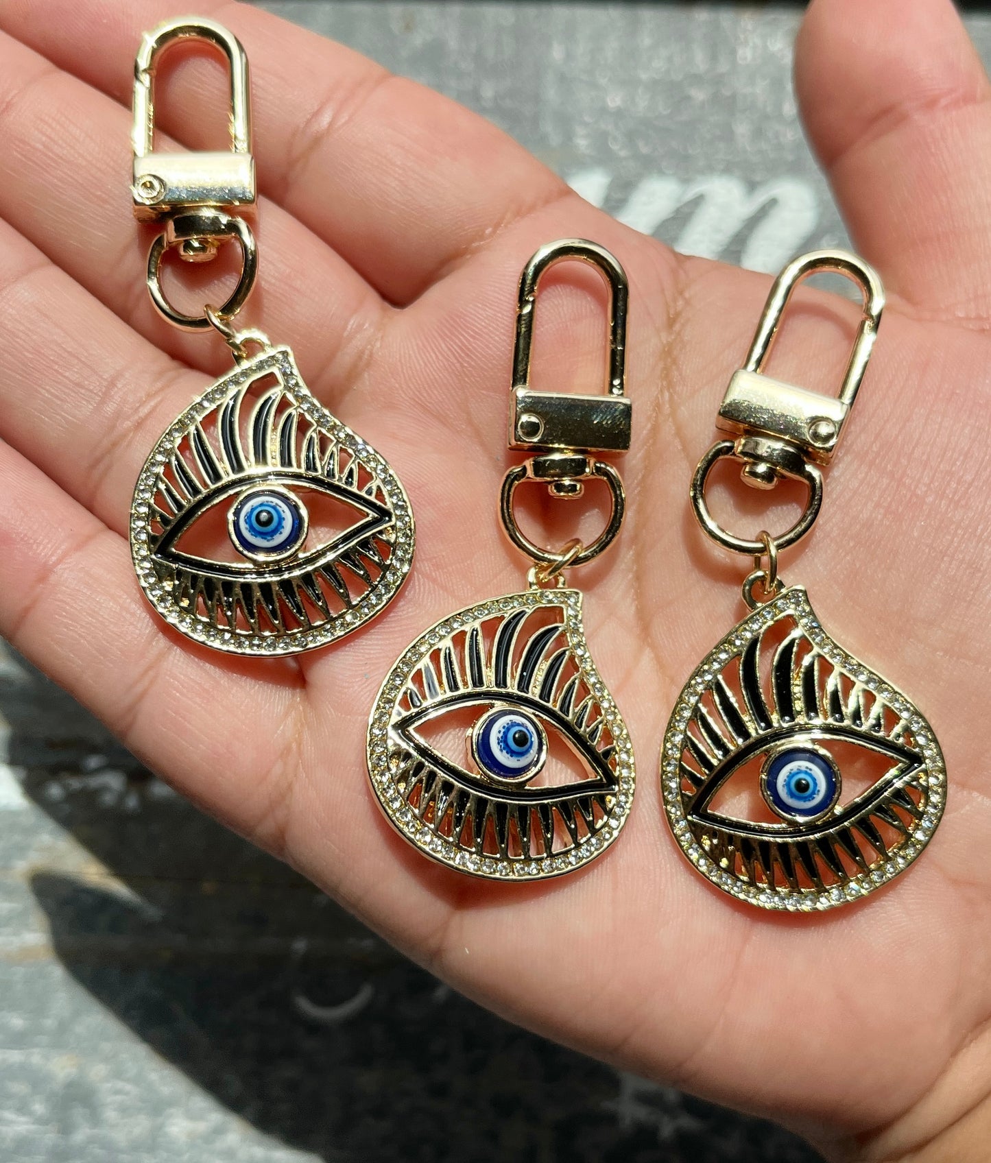 Evil Eye Tear Drop Clip Keychain