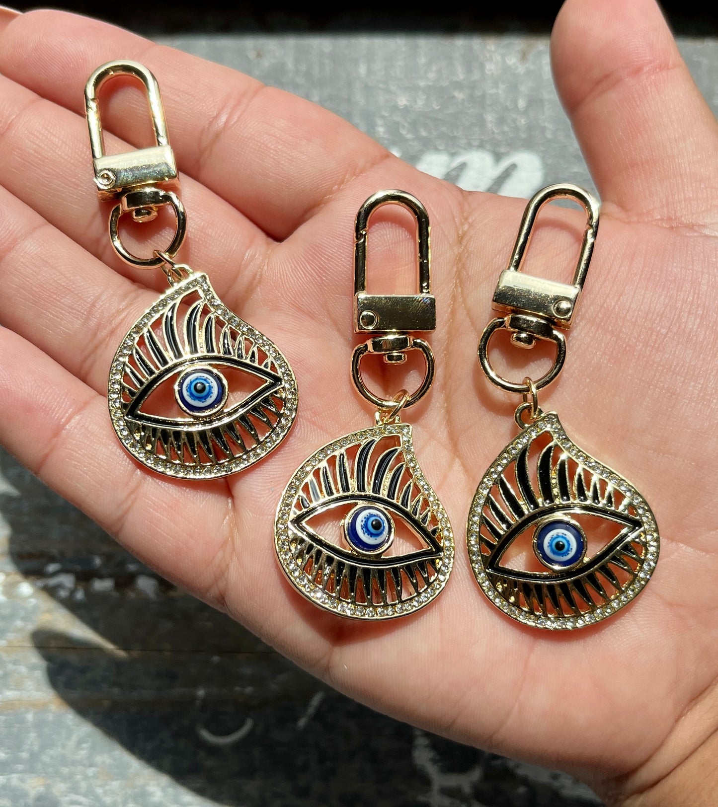 Evil Eye Tear Drop Clip Keychain