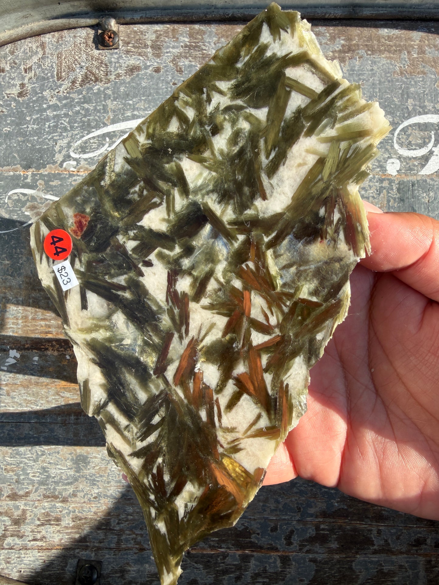 Gorgeous Green Tourmaline with Lepidolite Garnet Slab | Opt 44