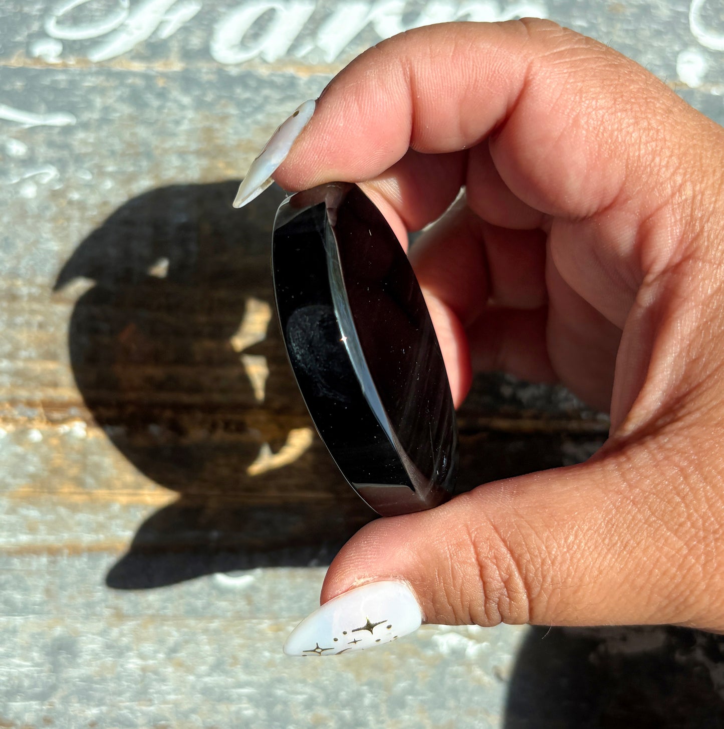 Gorgeous Midnight Lace Obsidian Palm Stone from Armenia | C